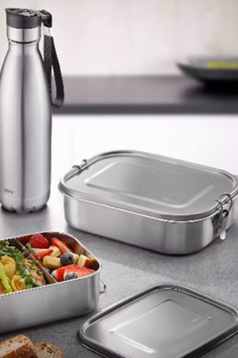 Gefu ENDURE Premium Stainless Steel Leakproof Lunchbox with Dividers, Silver, 1.4 l – 2