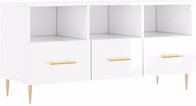 Berkfield Home Modern High Gloss White TV Cabinet W/D/H: 102 x 36 x 50 cm