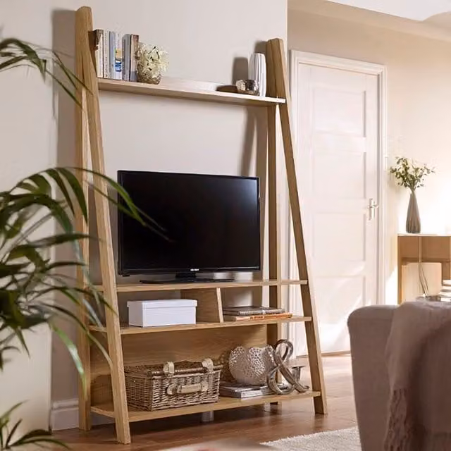 LPD Home Tiva Ladder Entertainment Unit in Oak Brown