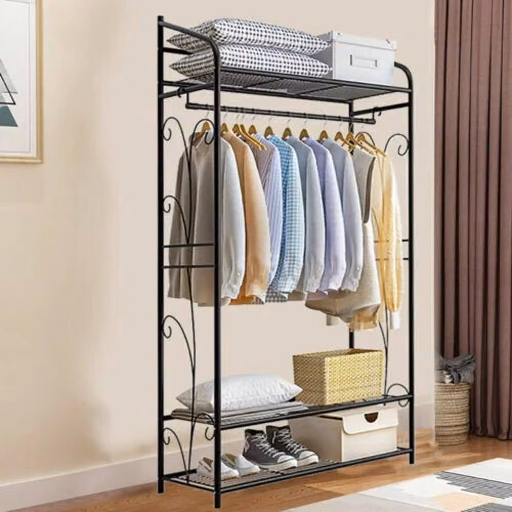 Havendro Vintage Metal Clothes Storage Rack in Matt Black, H: 161 cm, W: 10 cm, D: 79 cm – 2