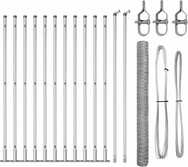 Berkfield Home Hexagon Fence in Silver Galvanised Steel, H: 160 cm x W: 25 m