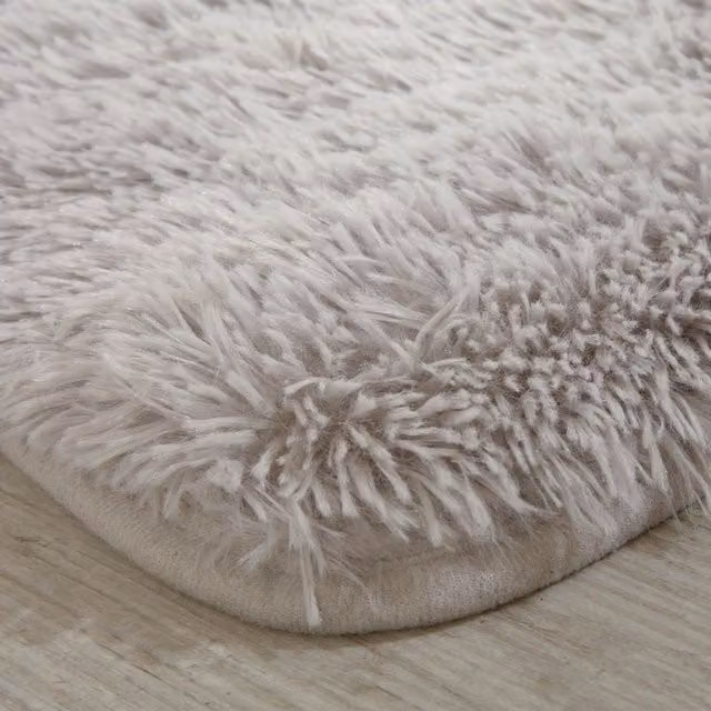 OHS Plain Shaggy Anti-Slip Floor Mat in Silver, W/D: 80 x 150 cm