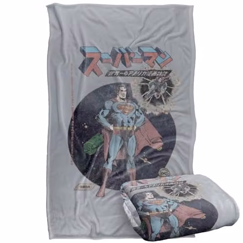 Warner Bros. Superman Retro Japanese Silky Touch Super Soft Fleece Throw Blanket, Multicolour – 1