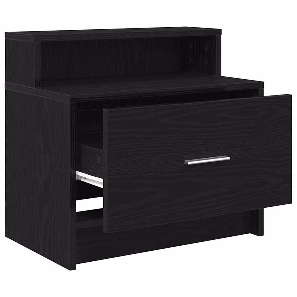 Berkfield Home Set of 2 Bedside Cabinets with Drawer in Black Oak, W: 51 cm, D: 31 cm, H: 47 cm – 4