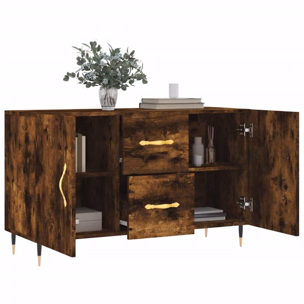 Berkfield Home Smoked Oak Sideboard in Brown, W/D/H: 100 x 36 x 60 cm – 4