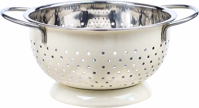 Buckingham Stainless Steel Round Hemisphere Colander Strainer with Handles, 0.7 l, 14 cm, White/Chrome