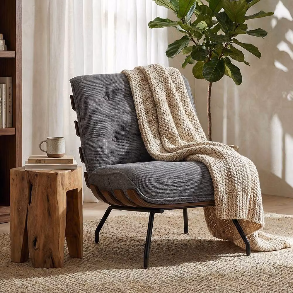 STILVORA Modern Tub Accent Chair with Armrests in Grey and Black – 8