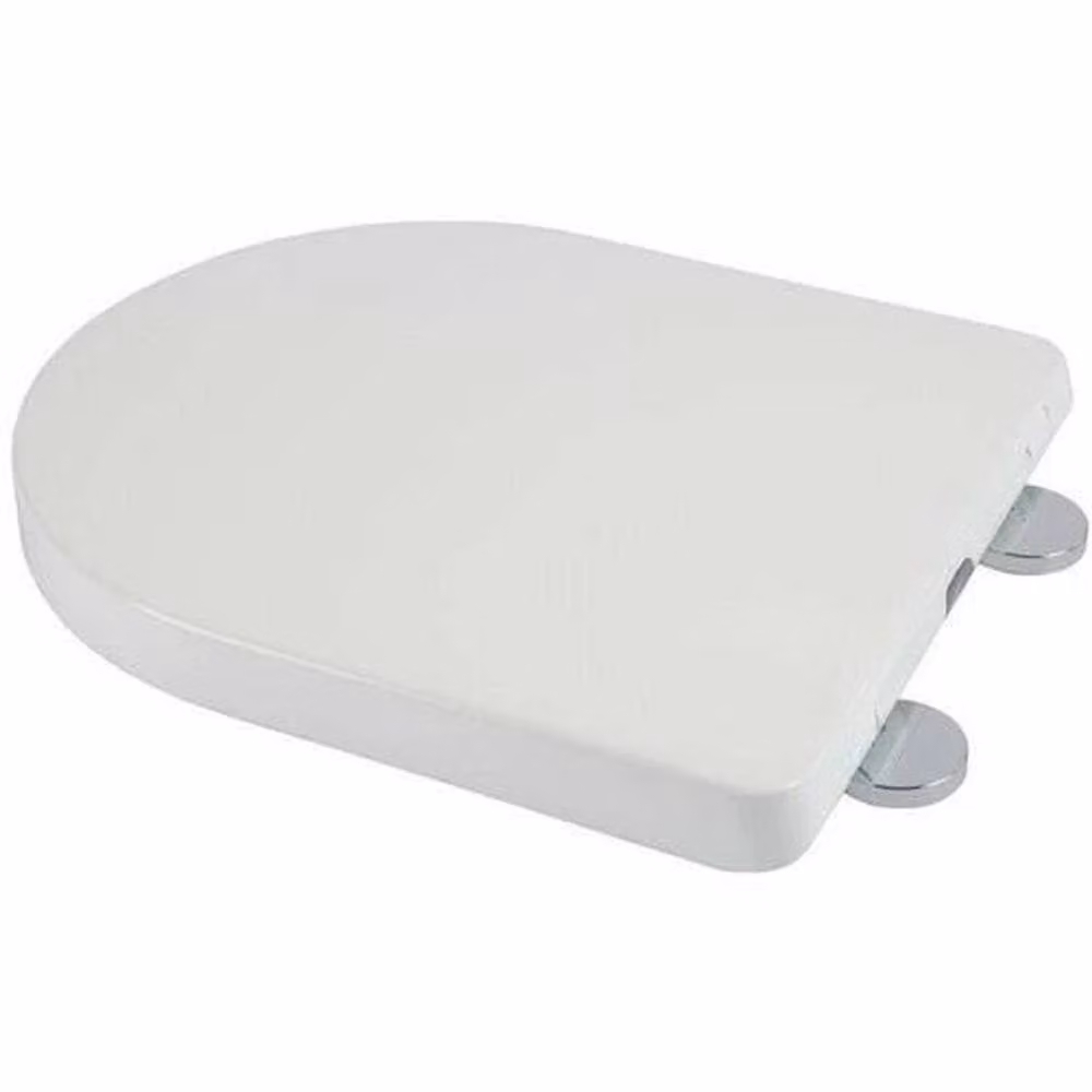 KORVIXA D-Shaped Plastic Toilet Seat with Soft-Close and Quick-Release Function, White, Width: 52 cm – 2
