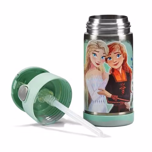 Thermos Disney Frozen FUNtainer Stainless Steel Kids Straw Bottle, Multicolour, 355ml – 2