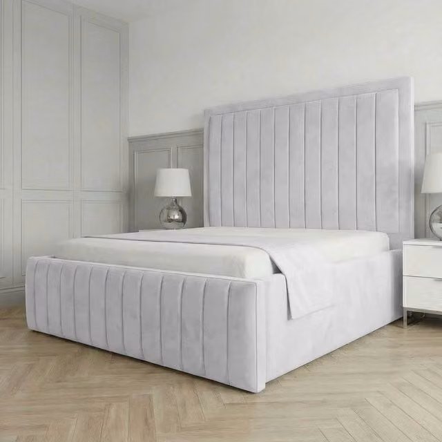 Living Comfort Bedz Sovereign White Velvet Upholstered Gas Lift Storage Single Bed