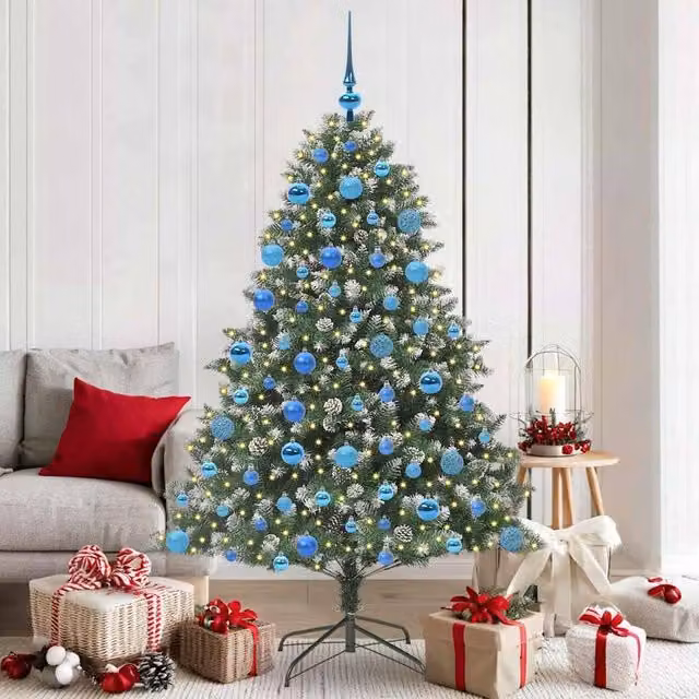 Berkfield Home Artificial Christmas Tree in Green, W/D/H: 126 x 126 x 180 cm