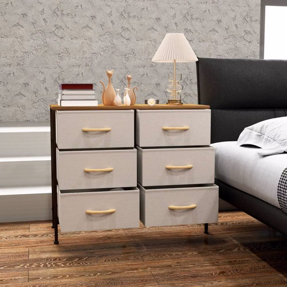 STILVORA Industrial Chest of Drawers with Steel Frame and Wood-Effect Top in Beige – 2