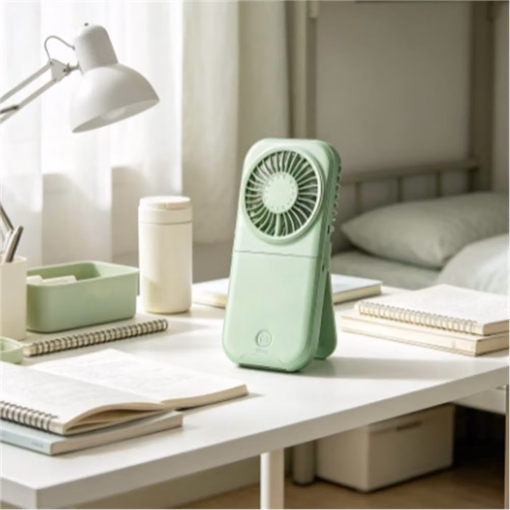 FLAVORA Green Mini Portable Folding Hand-held Desk Fan – 4