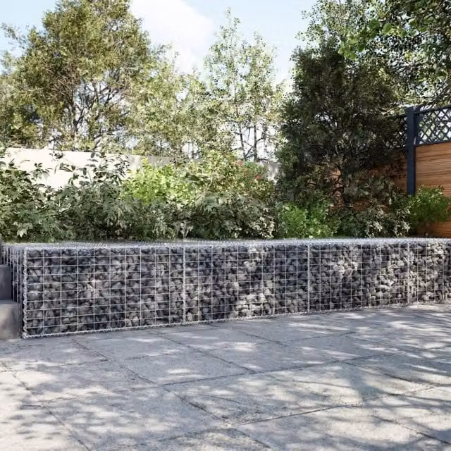 Berkfield Home Silver Galvanised Steel Gabion Basket with Cover, W: 300 cm, D: 100 cm, H: 50 cm