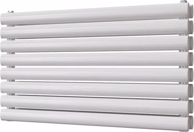 UK Radiators Omeara Axis White Horizontal Designer Radiator with Elliptical Tubes, H: 52.2 cm, W: 80 cm – 1