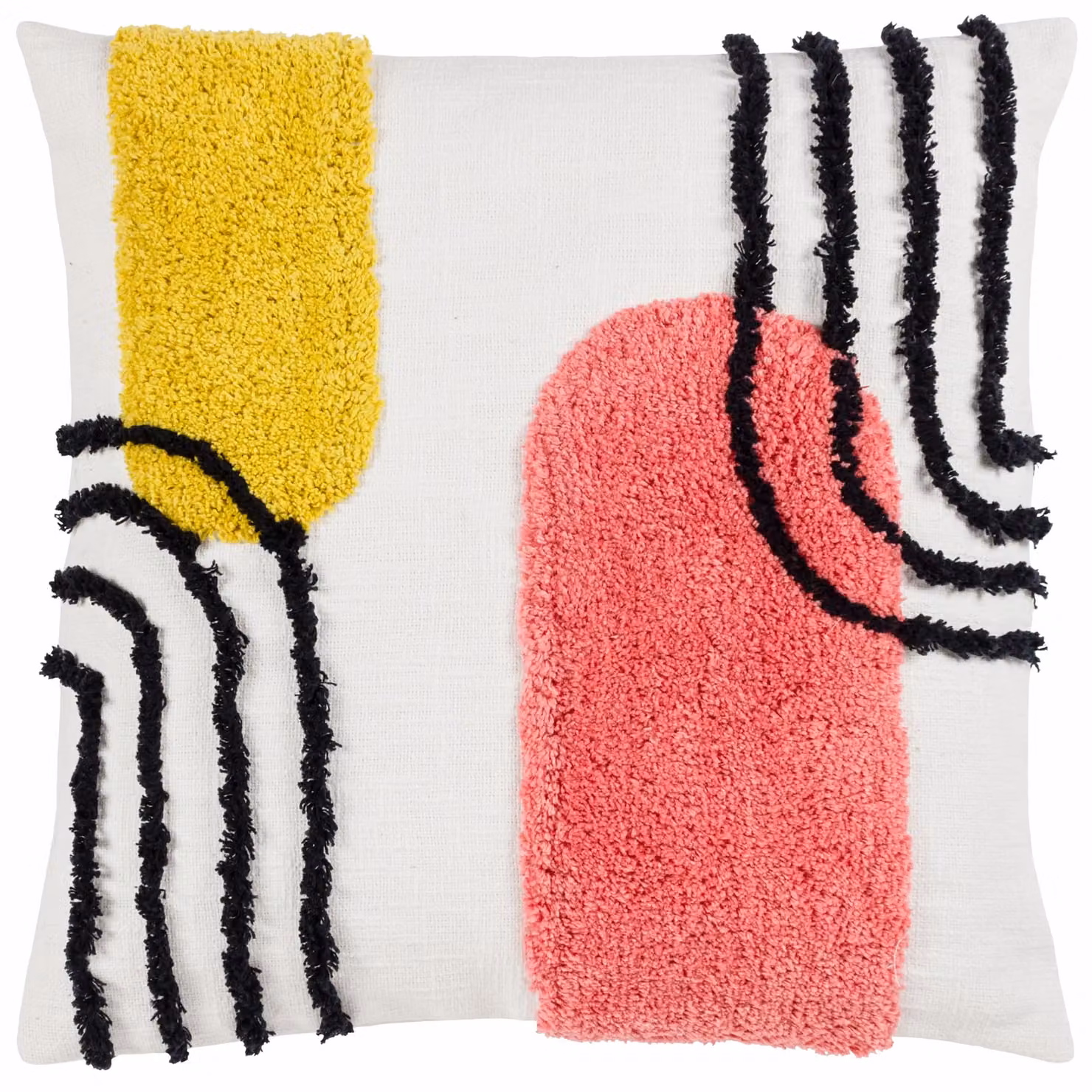 Heya Home Elmer Tufted Cotton Cushion, Multicolour Pink and White Retro Graphic Design, W/D/H: 45 x 45 x 45 cm – 2