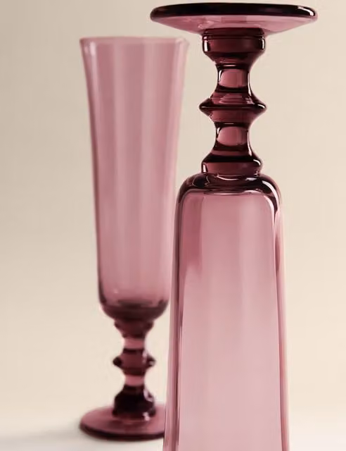 M&S Set of 2 Etoile Champagne Flutes in Purple Glass