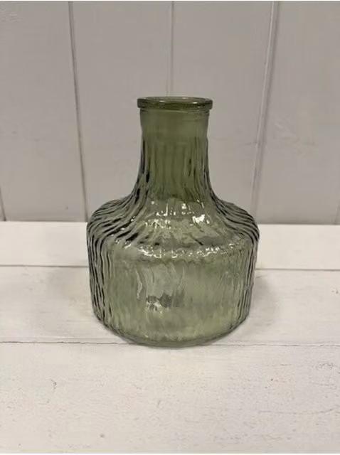 KDMD Vintage Green Striped Decorative Glass Bottle