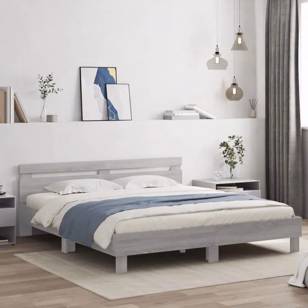 Berkfield Home Grey Sonoma Bed Frame without Mattress W/D/H: 200 x 200 cm – 2