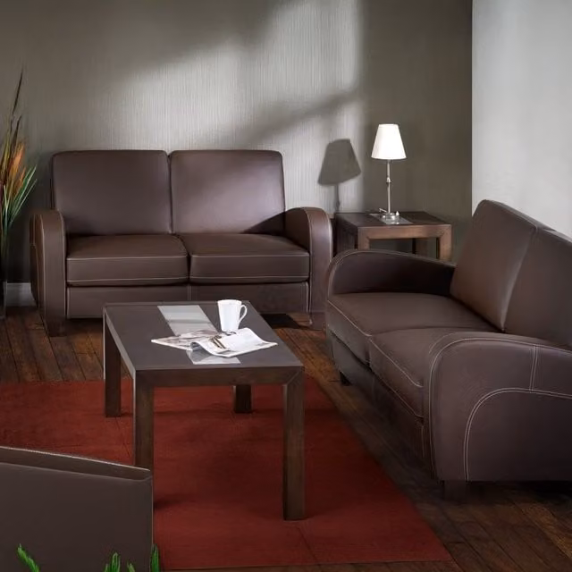 Ashfield Brown Faux Leather 2 Seater Sofa Bed with Pull Out Frame