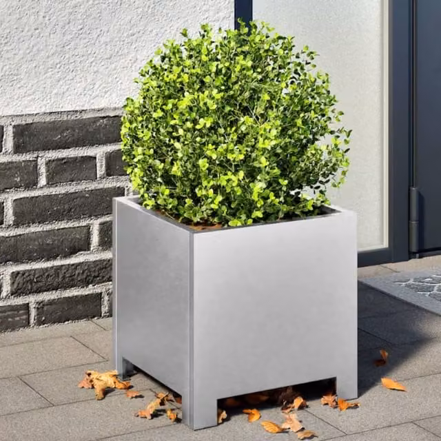 Berkfield Home Garden Planter Tubs, 2 Pack, Silver Galvanised Steel, W/D/H: 30 x 30 x 30 cm – 1