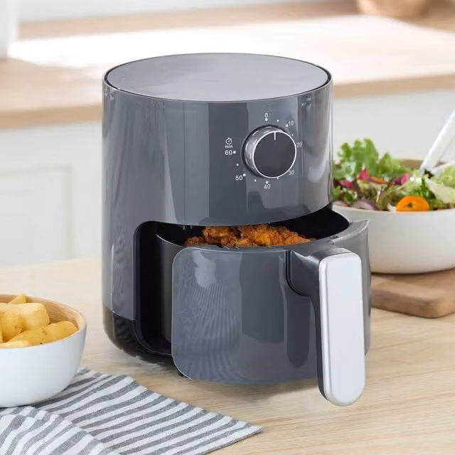 Coopers of Stortford 800W Air Fryer, 2L Capacity, Grey, H: 29 cm, W: 24 cm, Dia: 21 cm