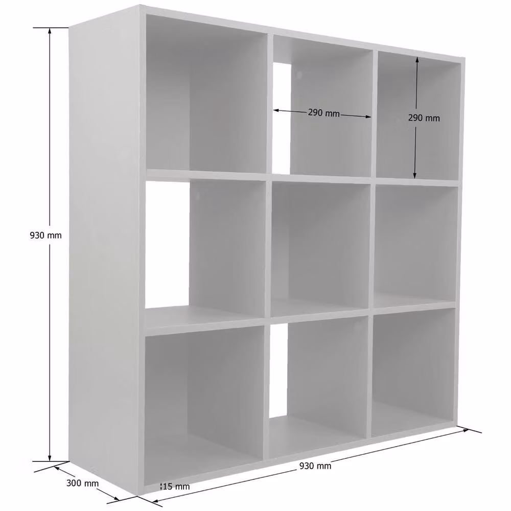 VOGREX 3-Tier 9-Cube Grey Wood Storage Shelf – 2