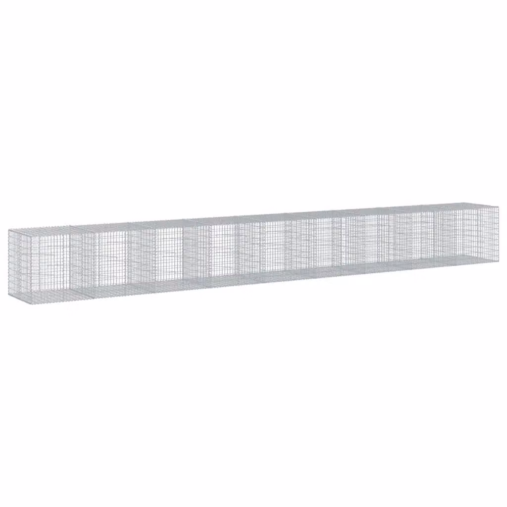 Berkfield Home Silver Galvanised Steel Gabion Basket with Cover, W/D/H: 900 x 100 x 100 cm – 2