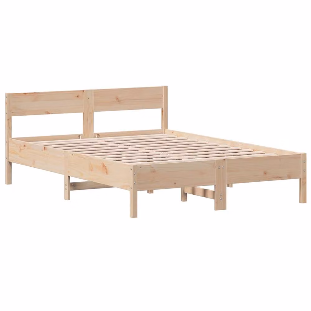 Berkfield Home Small Double Solid Wood Pine Bed Frame in Beige, W/D/H: 120 x 190 x 71.5 cm – 3