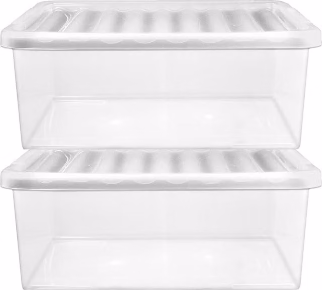 Storm Trading Group Transparent Underbed Stackable Storage Container with Lid, 32L, White