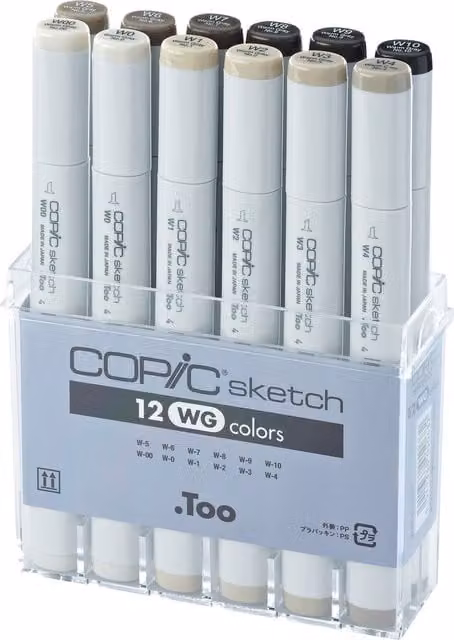 Copic Sketch Professional Marker Pens 12 Piece Set in Grey