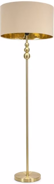 ValueLights Marissa Brushed Gold Stacked Ball Floor Lamp with Metallic Shade in Beige