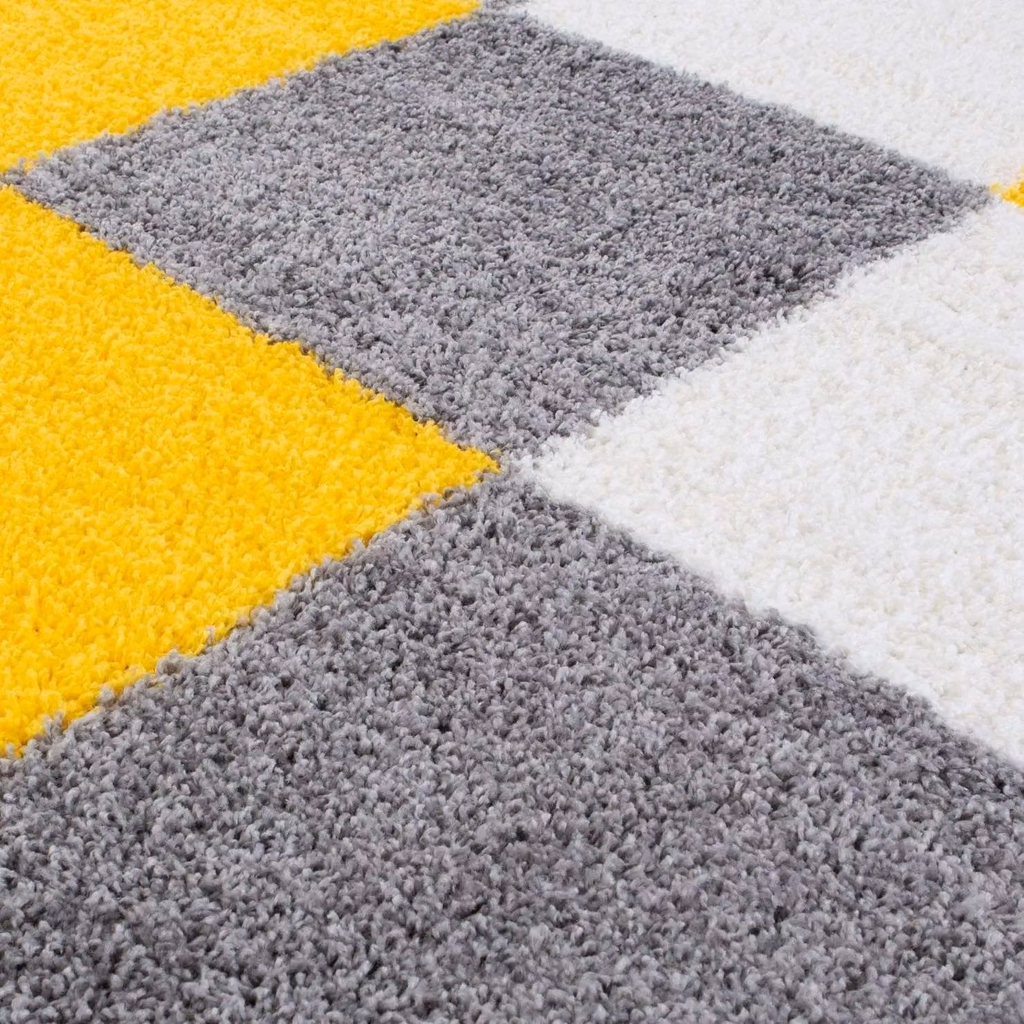 THE RUGS Soft Check High Pile Shaggy Rug, Yellow, W/D/H: 120 x 170 cm – 3
