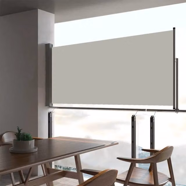 Berkfield Home Patio Retractable Side Awning in Beige with Polyester Fabric and Steel Frame, W/D/H: 300 x 60 x 60 cm – 1