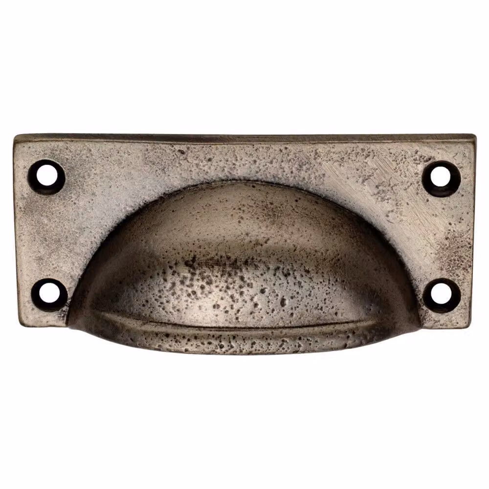 Loops Set of 4 Square Plate Cabinet Cup Handles in Pewter, W: 90 mm, D: 40.5 mm – 2