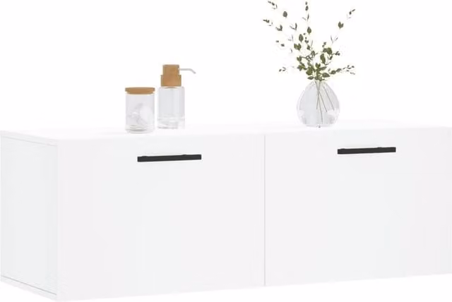 Berkfield Home White Wall Mounted Cabinet with Hinged Doors and Internal Shelves W/D/H: 100 x 36.5 x 35 cm