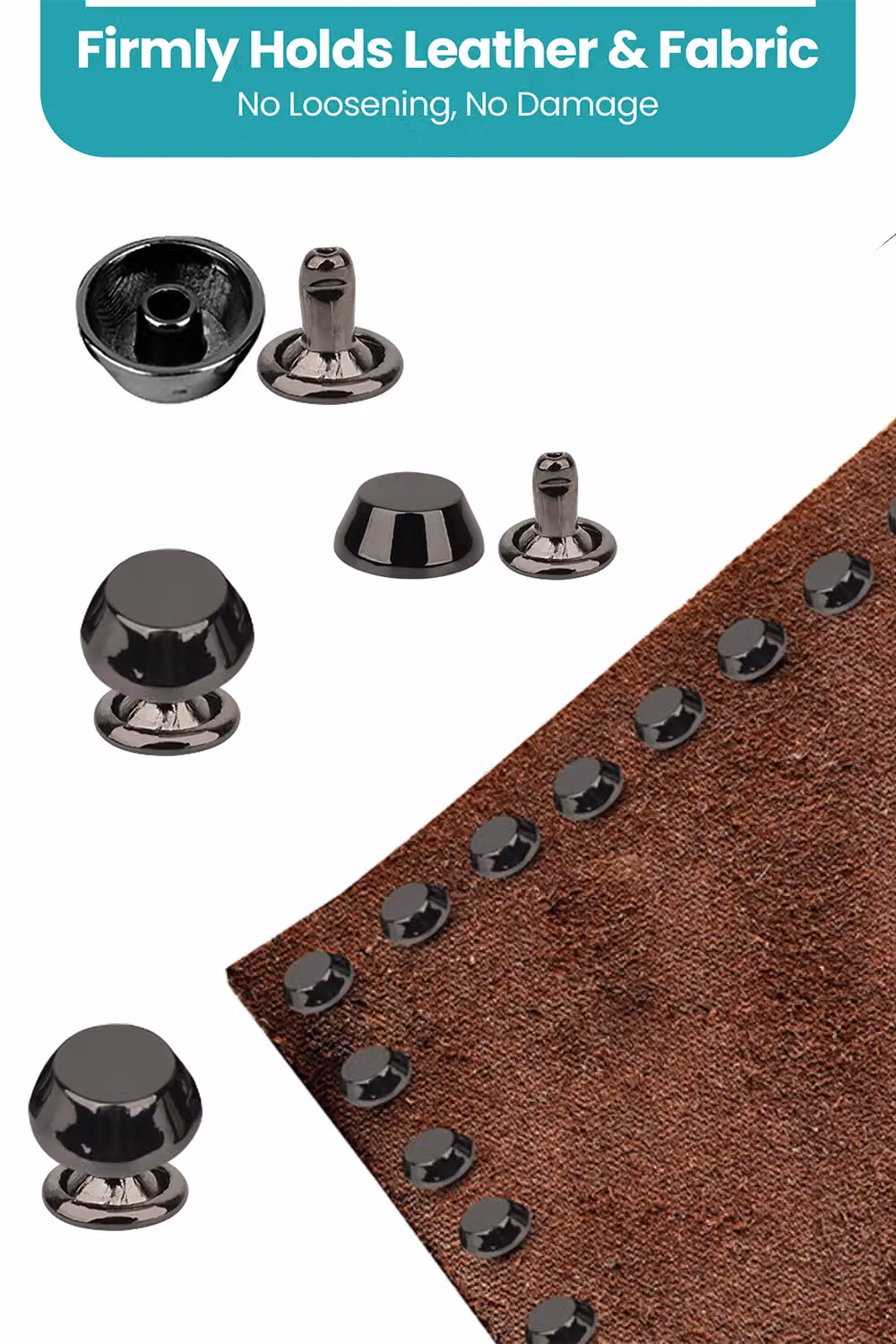 Neel Blue 25-Piece Black Metal Alloy Mushroom Feet Caps with 12mm Diameter and 7mm Back Rivets – 4