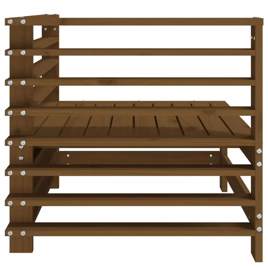 Berkfield Home 2-Piece Rustic Solid Wood Pine Garden Corner Sofa Set in Honey Brown – 4