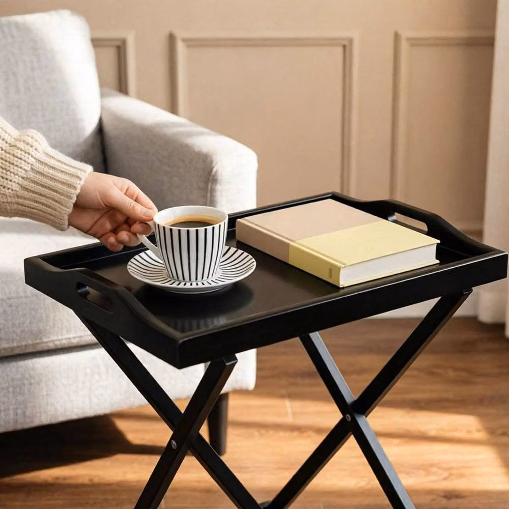 EONLION Black Wooden Folding Side Table – 4