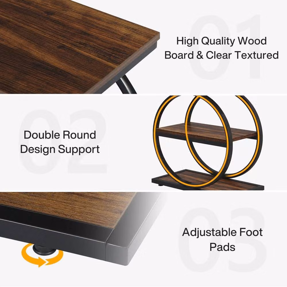 KORVIXA Set of 2 Modern Brown Square Wood End Tables – 4