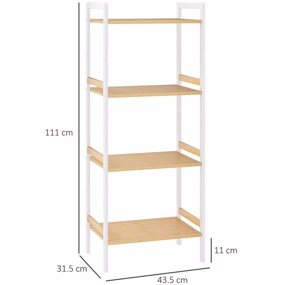 STILVORA 4-Tier Freestanding Storage Shelf with Adjustable Shelves in Light Oak – 3