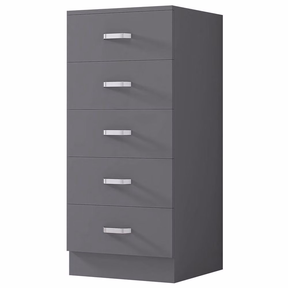 ERGOVEXA 5 Drawer Chest of Drawers in Matt Grey with Metal Pull Handles – 3