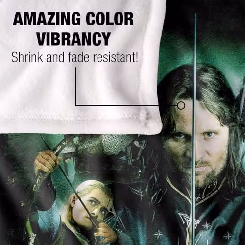 Warner Bros. The Lord Of The Rings Hero Group Silky Touch Super Soft Fleece Throw Blanket, Multicolour, W: 152 cm, D: 127 cm – 3