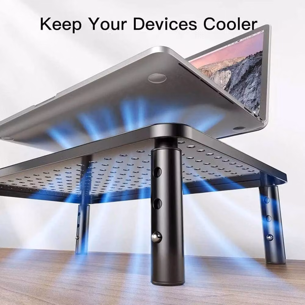KORVIXA Ergonomic Monitor Stand Riser in Matt Black Metal, Width: 100 cm – 3
