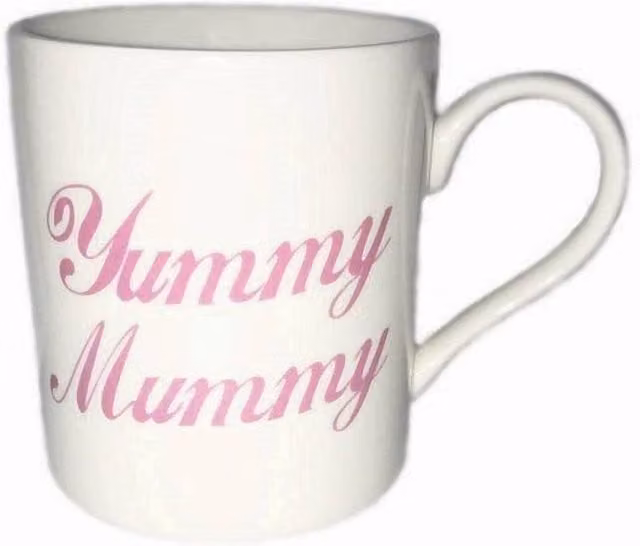 Angel Fine China Yummy Mummy Bone China Mug Set, 2 Pack, White and Pink