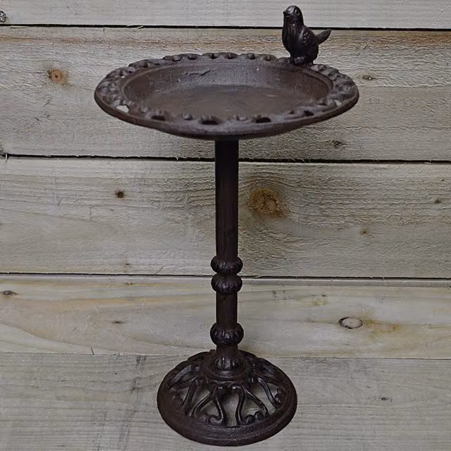 Samuel Alexander Vintage Round Cast Iron Wild Bird Bath in Bronze