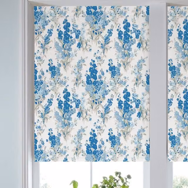 Laura Ashley Blue Sky Floral Blackout Made to Measure Roller Blind in Blue