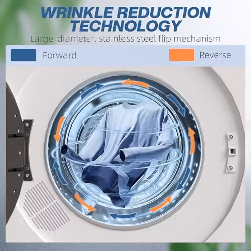 HOMCOM Vented Tumble Dryer, 5kg Wet Laundry/3kg Dry Capacity, 1000W, White – 4