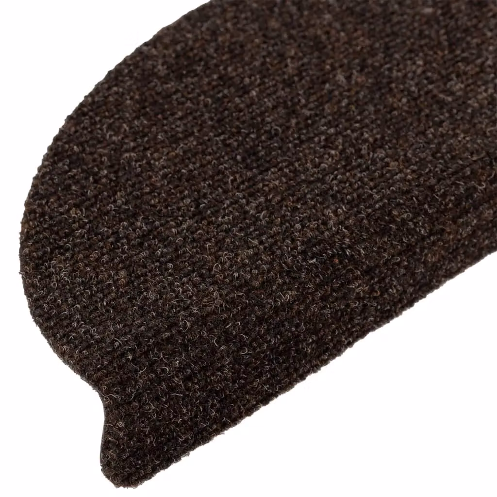 Berkfield Home Self-adhesive Needle Punch Stair Mats, 5 Pieces, Brown, W: 56 cm, D: 17 cm, H: 3 cm – 3