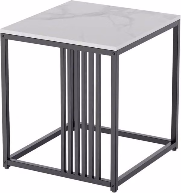 KORVIXA 2 Tier Modern Square Coffee Table in White with Ceramic Stone Top, W/D/H: 100 x 100 x 45 cm – 1